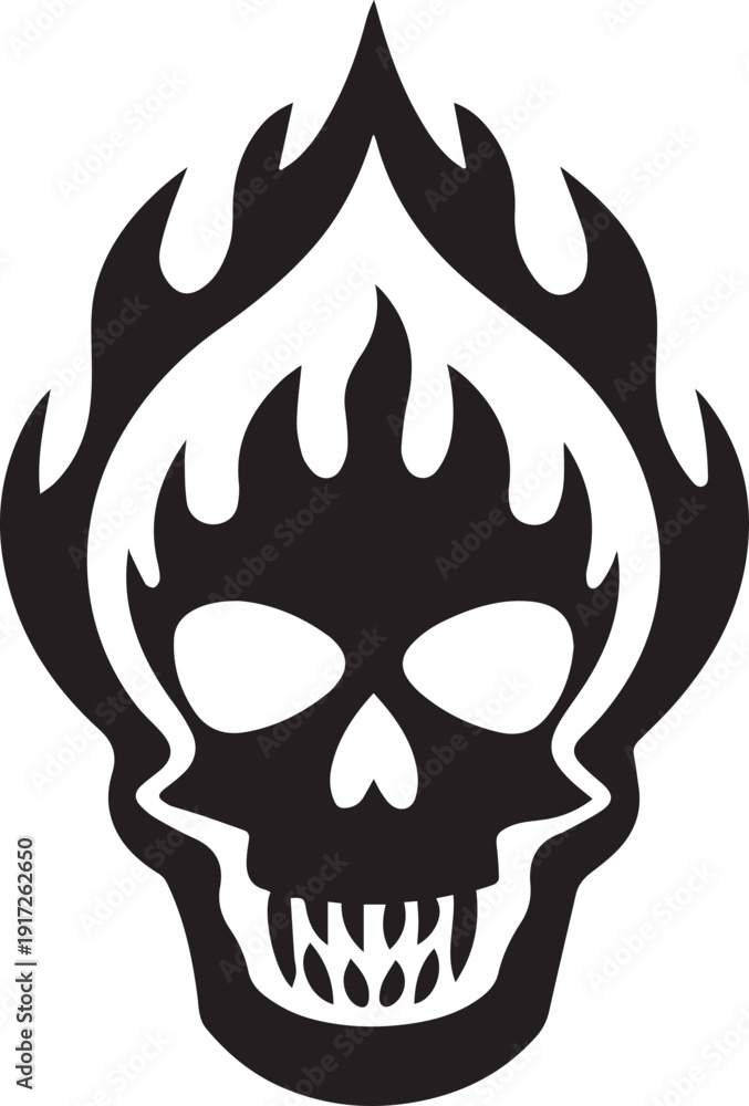 Fototapeta premium Fire Skull Silhouette Vector Icon, Silhouette Vector
