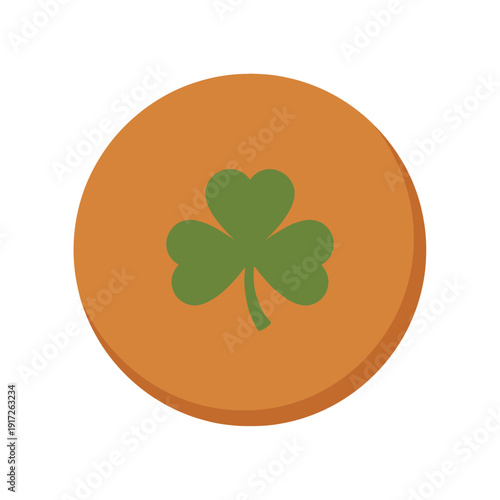 A four-leaf clover icon centered on an orange circular background illustration.