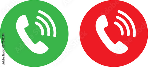 Green and red phone icons for accepted and declined calls