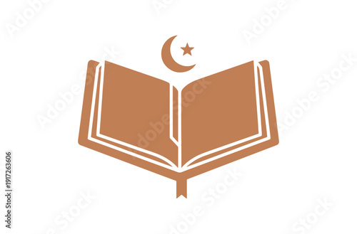 Simple flat line icon of the Holy Quran book for Ramadan vector