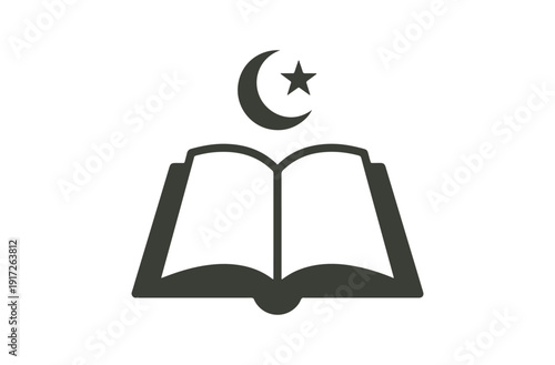 Holy Quran book depicted as a simple flat line icon for Ramadan vector