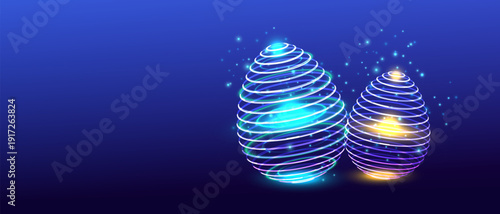 easter circular eggs, ai holiday technology background, futuristic easter card vector
