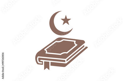 Simple flat line icon of the Holy Quran book for Ramadan vector
