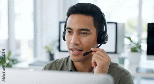 Customer Service Representative Talking on Headset