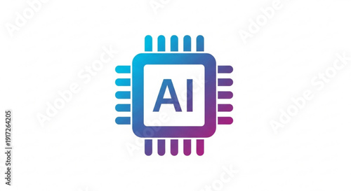 Ai chip microprocessor icon with colorful gradient design and digital background