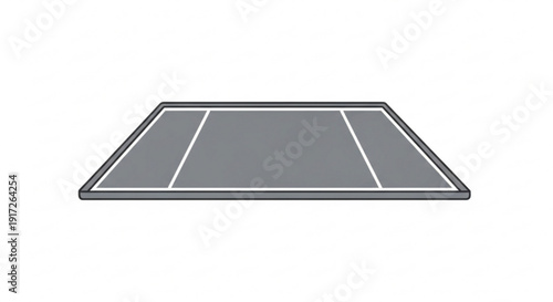 Gray tennis court surface with white lines on a plain background