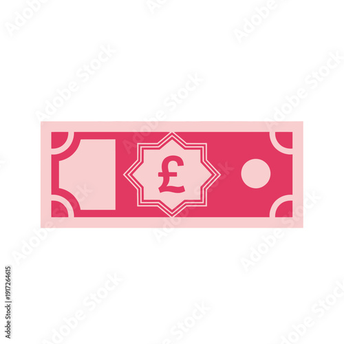 An illustration of a pink banknote with a pound sign is displayed on a white background.