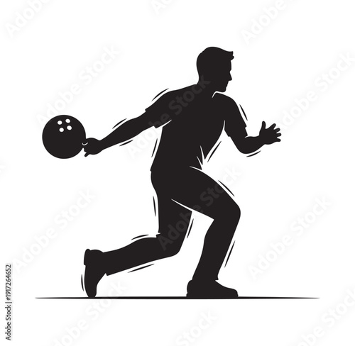 man holding bowling ball in motion silhouette illustration