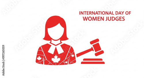 International day of women judges logo with female judge and gavel symbolizing justice and equality