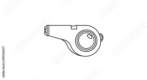 Black line drawing of a referee whistle on white background