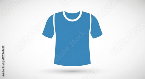 Blue t shirt with white trim on plain background for fashion and design concepts