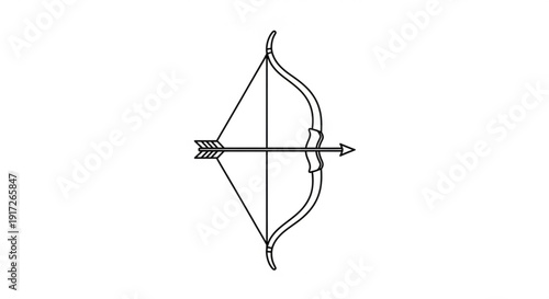Black line art of a bow and arrow symbol of precision and skill in hunting or target shooting sports
