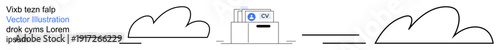 Cloud storage, document organization, personal data storage, file security, CV management, digital solutions. Minimalist cloud design with centralized file storage and CV icon. Cloud storage
