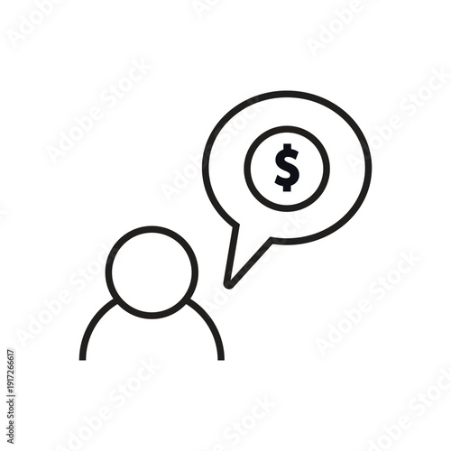 Money Chat User Outline Finance Icon