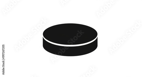 Hockey puck icon with white stripe on black background