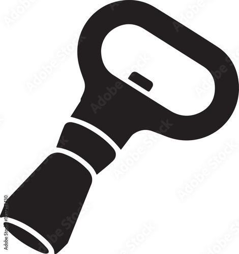 Black silhouette icon of a bottle opener with a curved handle and metal lever tool kitchen