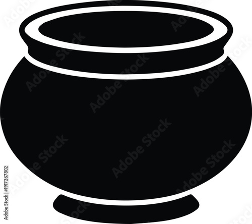 Black Silhouette of a Pot or Urn on White Background vase container