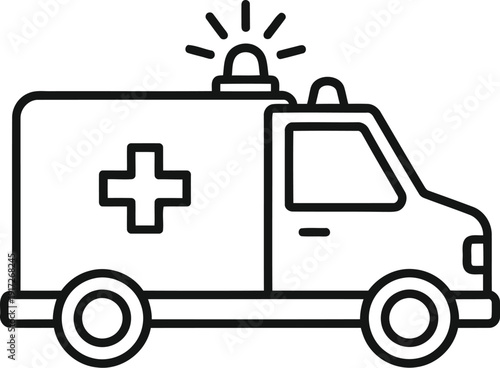 Emergency Ambulance Icon with Siren, First Aid Symbol for Healthcare and Medical Services