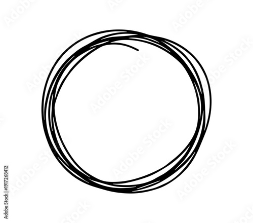 Black hand drawn doodle circle for emphasis or highlighting in sketch marker style