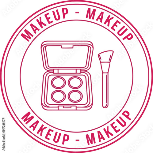 Trendy Makeup Illustration with Cosmetic Palette and Brush for Beauty and Fashion