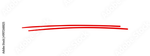 Red underline stroke doodle set, hand drawn scribble line collection, vector illustration