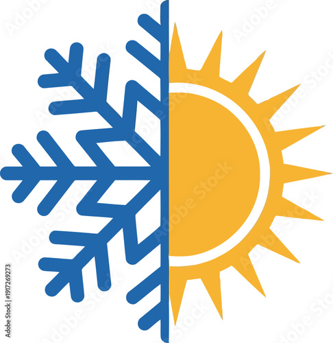 Seasonal Changes: A Symbolic Representation of Winter and Summer with Snowflake and Sun