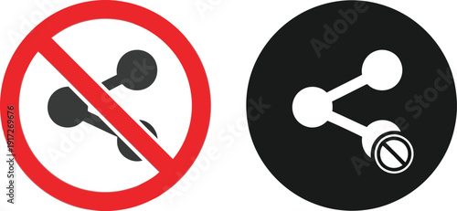 Vector Icons of No Sharing and Sharing Allowed - Social Media Symbols