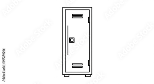 Tall metal locker with vents and handle closed