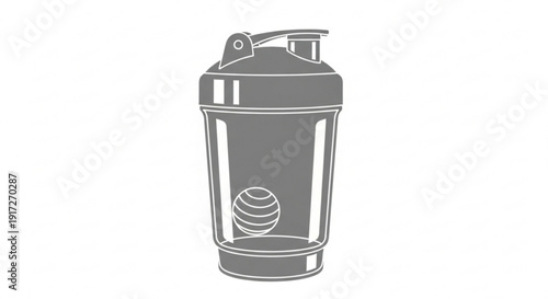Gray protein shaker bottle with a ball inside for mixing supplements