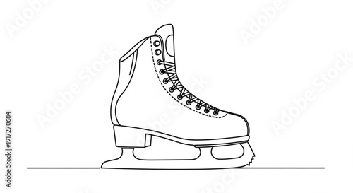 Ice skate with laces and blades on white background