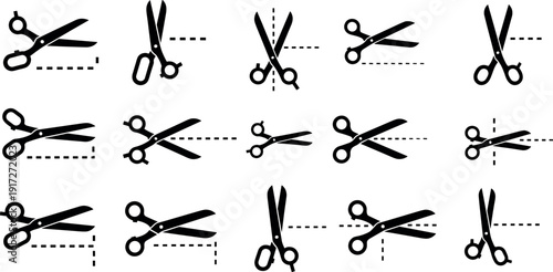 Various scissors icons in different positions
