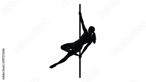 A silhouette of a person pole dancing with a dynamic and graceful pose. isolated on white background, Vector