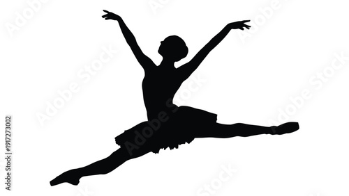 Graceful ballerina performing a grand jete with arms extended and legs split. isolated on white background, Vector