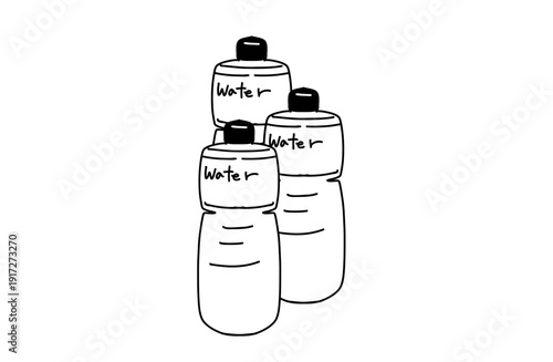 手書きのペットボトルの水のイラスト　防災備蓄と水分補給　ベクター素材