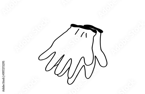 手書きの軍手のイラスト　作業用手袋と防災用品　ベクター素材