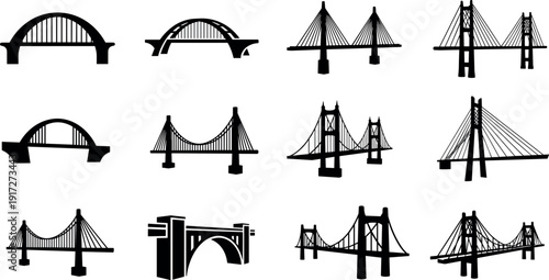 Various bridge silhouettes