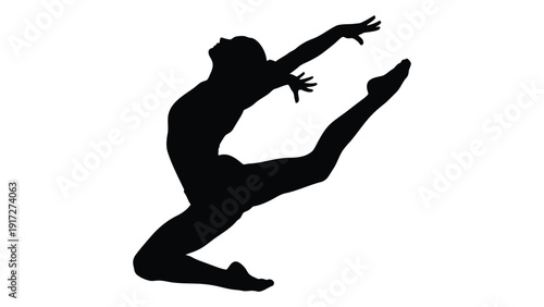 Silhouette of a dancer performing a dynamic and graceful pose. isolated on white background, Vector