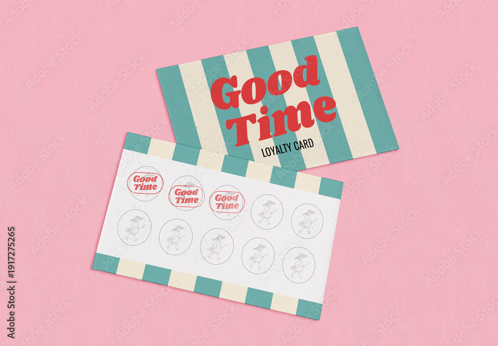 Retro Loyalty Card Mockup Design PSD Stock Template | Adobe Stock