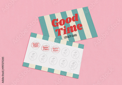 Retro Loyalty Card Mockup Design PSD