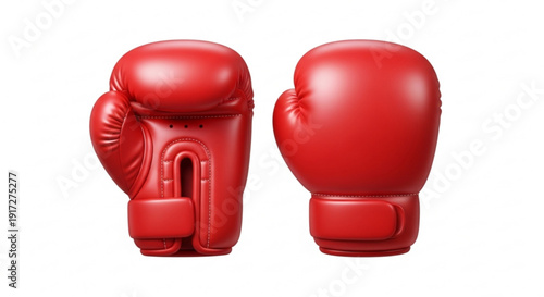 Pair of red boxing gloves on white background sports equipment for combat training