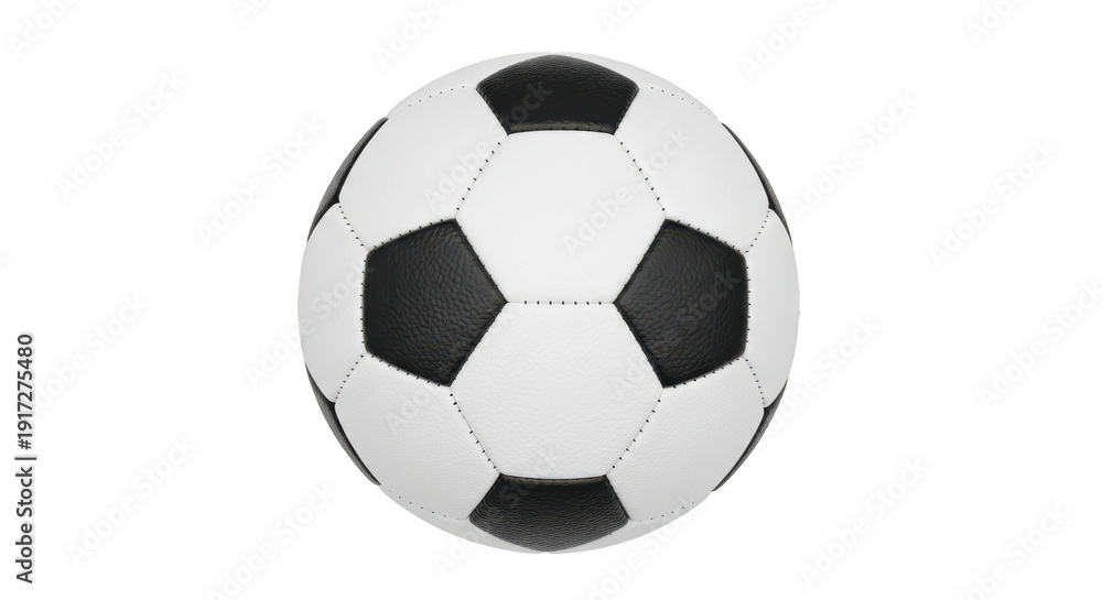 Fototapeta premium Classic black and white soccer ball, realistic sports equipment for game or tournament promotion, authentic football for athletic events