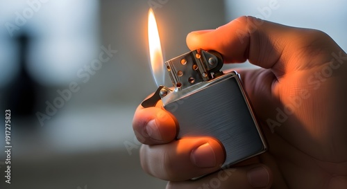 Hand holding lighter