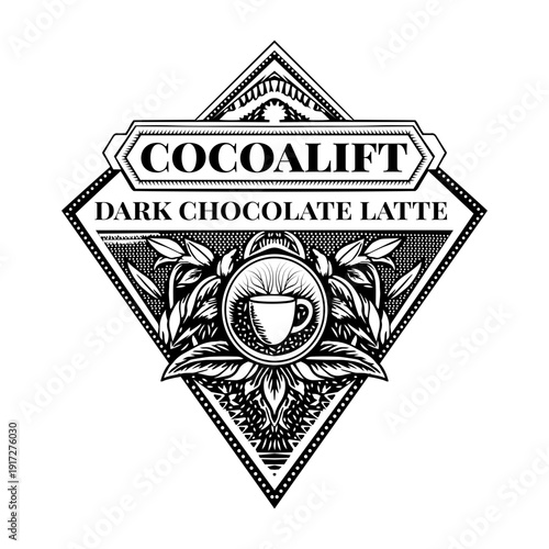 A vintage style illustration showing espresso beans

