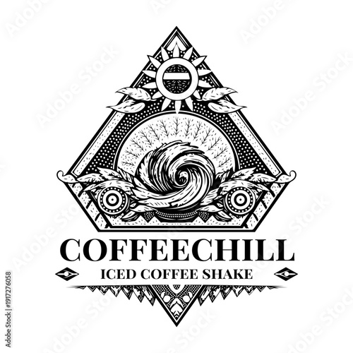 A vintage style illustration showing espresso beans

