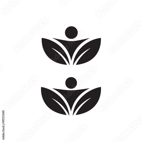 Abstract Leaf People Wellness Logo Representing Growth Community and Organic Health.