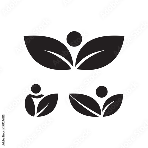 Abstract Leaf People Wellness Logo Representing Growth Community and Organic Health.