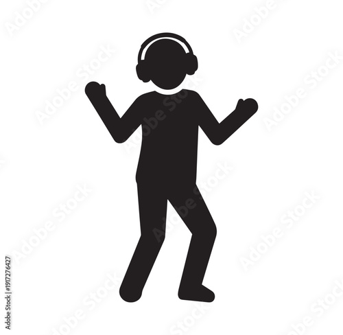 person wearing headphones and dancing energetically alone