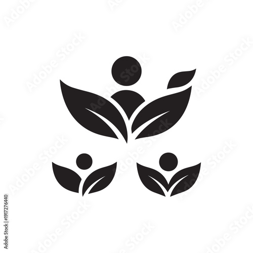 Abstract Leaf People Wellness Logo Representing Growth Community and Organic Health.