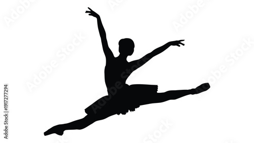 Elegant ballerina performing a grand jete with grace and poise isolated on white background, Vector