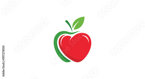 Modern logo design featuring a red heart shape incorporated into a green apple outline for health and wellness.